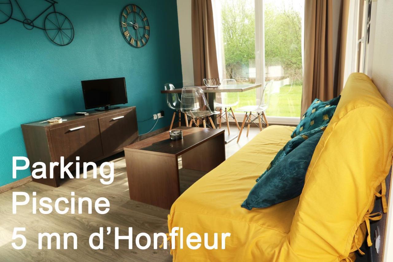 Charmant 2 Pieces Proche D Honfleur, Piscine En Saison, Parking Gratuit, Wifi Équemauville Esterno foto